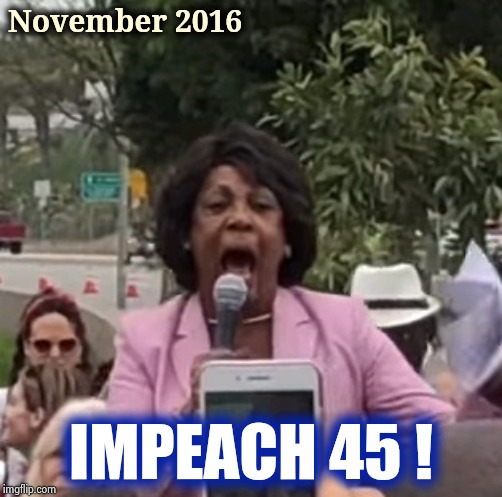 Maxine Waters | November 2016 IMPEACH 45 ! | image tagged in maxine waters | made w/ Imgflip meme maker