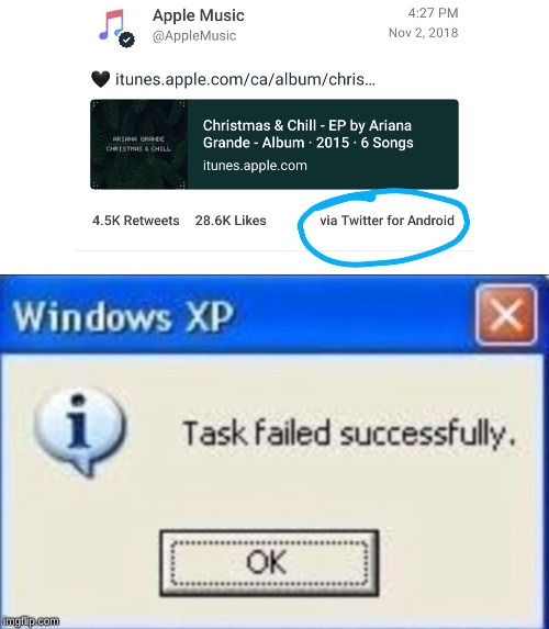 iPhone, even Apple hates it | image tagged in task failed successfully,memes,iphone,apple,android | made w/ Imgflip meme maker