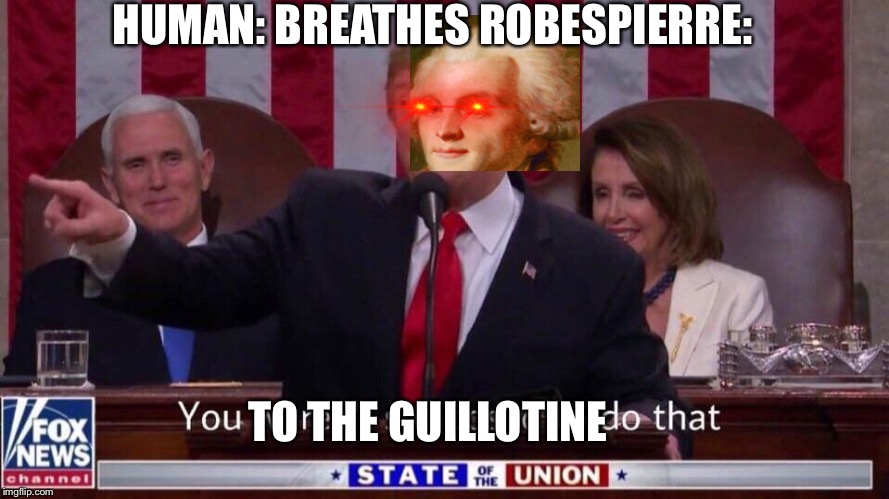 you werent supposed to do that | HUMAN: BREATHES ROBESPIERRE:; TO THE GUILLOTINE | image tagged in you werent supposed to do that | made w/ Imgflip meme maker