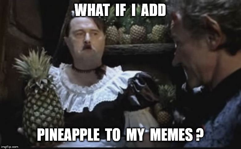 Hitler Pineapple | WHAT  IF  I  ADD PINEAPPLE  TO  MY  MEMES ? | image tagged in hitler pineapple | made w/ Imgflip meme maker