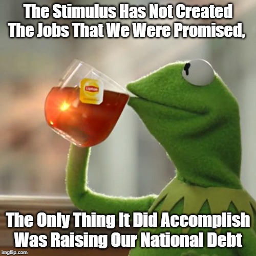 But That's None Of My Business Meme | The Stimulus Has Not Created The Jobs That We Were Promised, The Only Thing It Did Accomplish Was Raising Our National Debt | image tagged in memes,but thats none of my business,kermit the frog | made w/ Imgflip meme maker