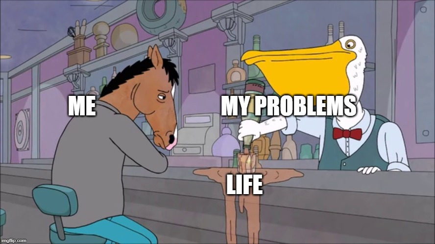 Bojack Horseman | ME                             MY PROBLEMS; LIFE | image tagged in bojack horseman | made w/ Imgflip meme maker
