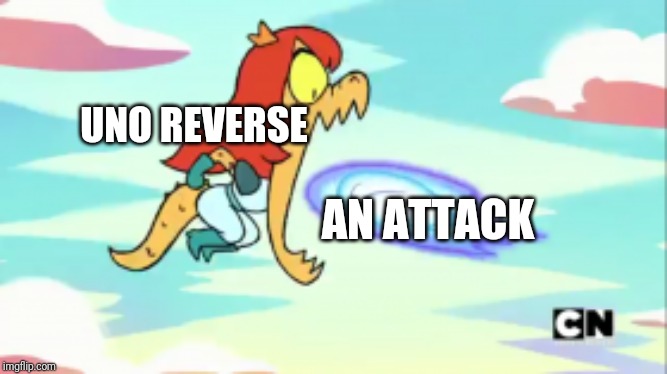 Cosma eating a fist | UNO REVERSE; AN ATTACK | image tagged in cosma eating a fist,ok ko,uno,uno reverse card,memes | made w/ Imgflip meme maker