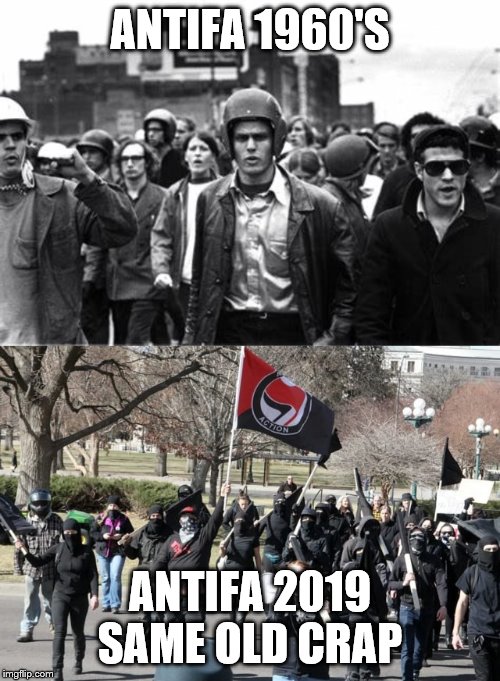 COMMIES | ANTIFA 1960'S; ANTIFA 2019  SAME OLD CRAP | image tagged in bad luck brian | made w/ Imgflip meme maker