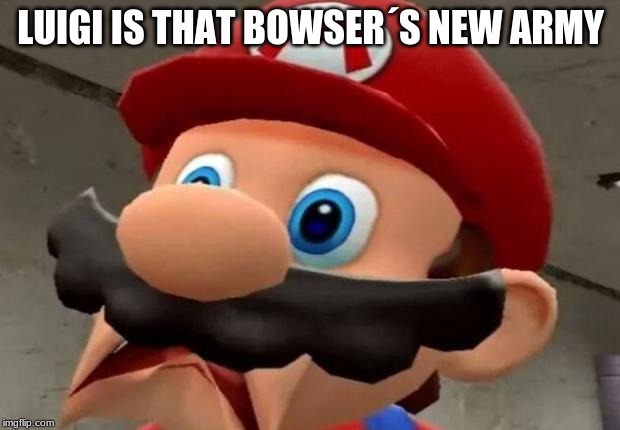 Mario WTF | LUIGI IS THAT BOWSER´S NEW ARMY | image tagged in mario wtf | made w/ Imgflip meme maker