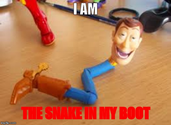 I am the Snake in my Boot | I AM; THE SNAKE IN MY BOOT | image tagged in i am the snake in my boot | made w/ Imgflip meme maker