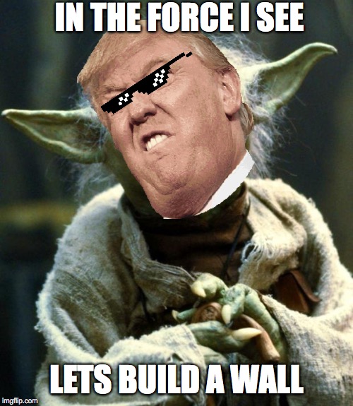 Star Wars Yoda Meme | IN THE FORCE I SEE; LETS BUILD A WALL | image tagged in memes,star wars yoda | made w/ Imgflip meme maker