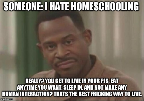 Are you SURE about that? | SOMEONE: I HATE HOMESCHOOLING; REALLY? YOU GET TO LIVE IN YOUR PJS, EAT ANYTIME YOU WANT, SLEEP IN, AND NOT MAKE ANY HUMAN INTERACTION? THATS THE BEST FRICKING WAY TO LIVE. | image tagged in are you sure about that | made w/ Imgflip meme maker