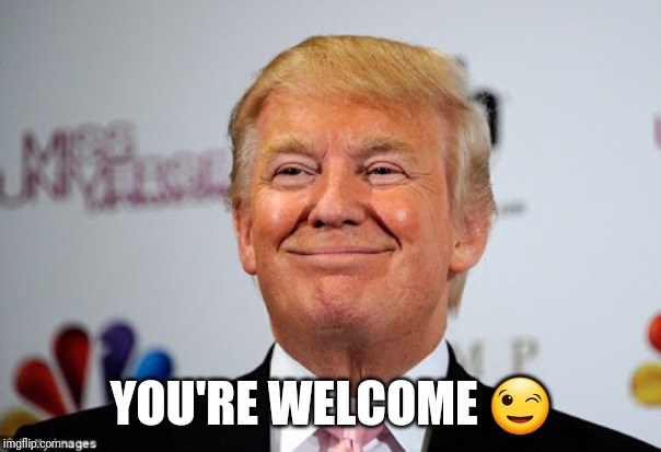 Donald trump approves | YOU'RE WELCOME ? | image tagged in donald trump approves | made w/ Imgflip meme maker
