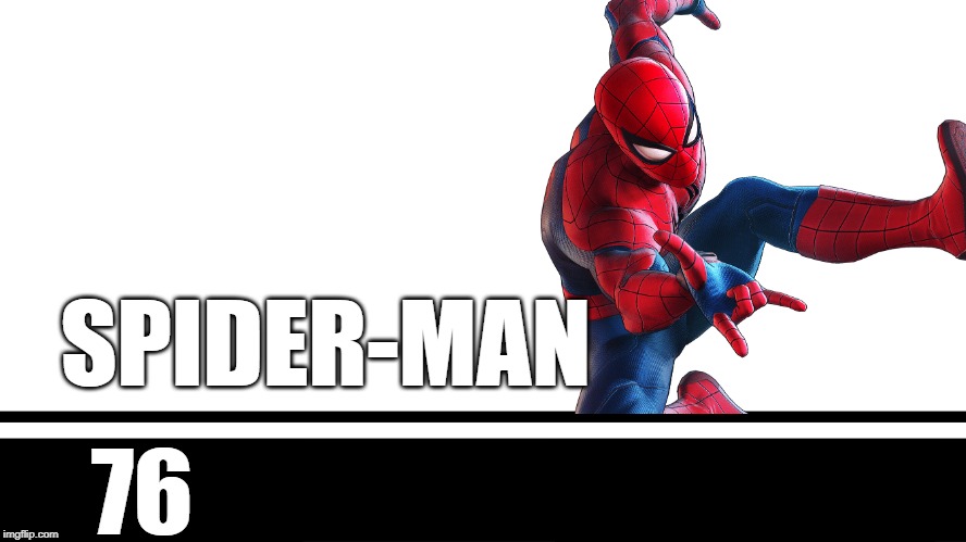 spidey for smash! | SPIDER-MAN; 76 | image tagged in smash bros ultimate character card,super smash bros,spider-man,marvel,marvel comics | made w/ Imgflip meme maker