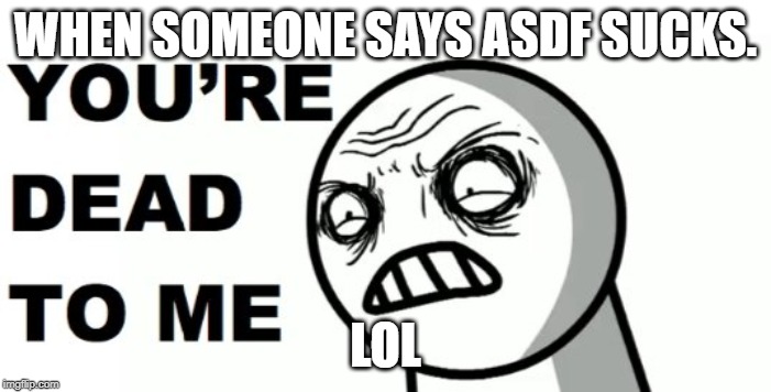 ASDF | WHEN SOMEONE SAYS ASDF SUCKS. LOL | image tagged in lol so funny | made w/ Imgflip meme maker