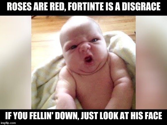 ROSES ARE RED, FORTINTE IS A DISGRACE; IF YOU FELLIN' DOWN, JUST LOOK AT HIS FACE | image tagged in ss | made w/ Imgflip meme maker