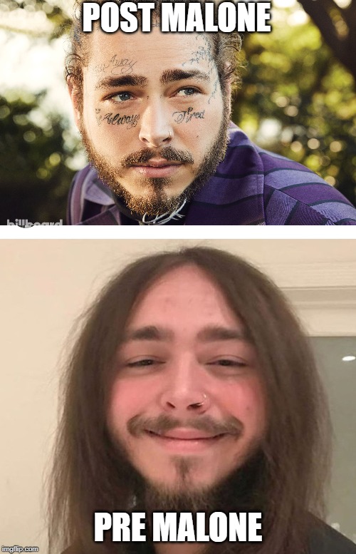 10 Year Challenge? | POST MALONE; PRE MALONE | image tagged in post malone | made w/ Imgflip meme maker