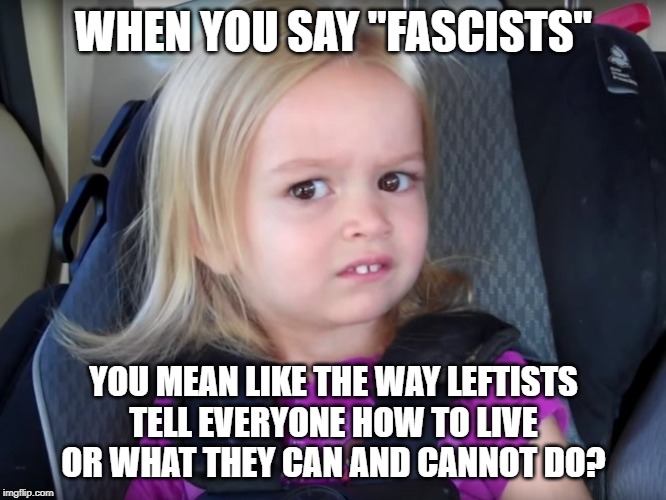 Huh? | WHEN YOU SAY "FASCISTS"; YOU MEAN LIKE THE WAY LEFTISTS
TELL EVERYONE HOW TO LIVE
OR WHAT THEY CAN AND CANNOT DO? | image tagged in huh | made w/ Imgflip meme maker