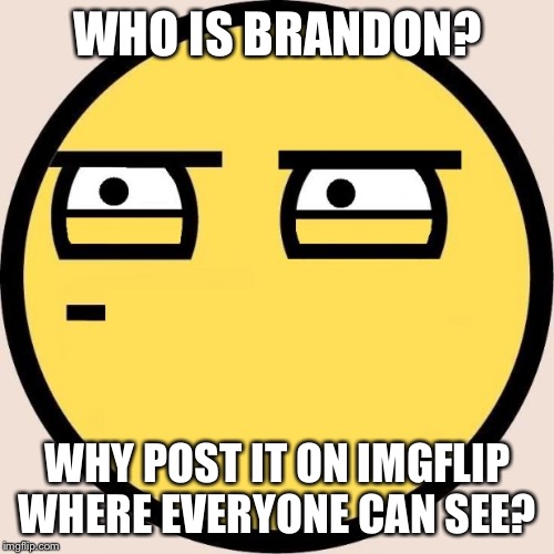 Random, Useless Fact of the Day | WHO IS BRANDON? WHY POST IT ON IMGFLIP WHERE EVERYONE CAN SEE? | image tagged in random useless fact of the day | made w/ Imgflip meme maker