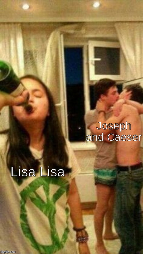 Joseph and Caeser; Lisa Lisa | image tagged in jojo's bizarre adventure | made w/ Imgflip meme maker