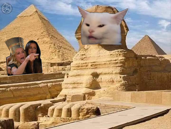 High Quality Woman Yelling at Sphinx Blank Meme Template