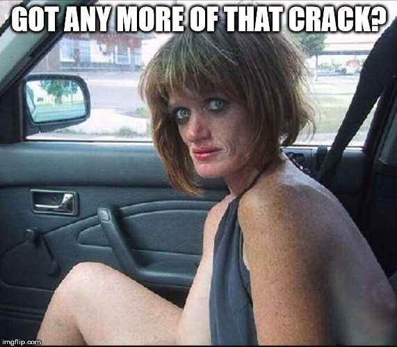 crack whore hooker | GOT ANY MORE OF THAT CRACK? | image tagged in crack whore hooker | made w/ Imgflip meme maker