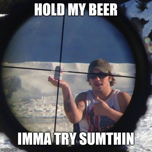 hold my beer | HOLD MY BEER IMMA TRY SUMTHIN | image tagged in hold my beer | made w/ Imgflip meme maker