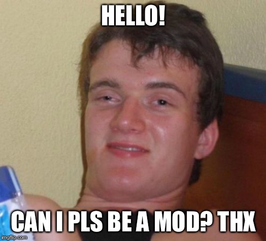 10 Guy | HELLO! CAN I PLS BE A MOD? THX | image tagged in memes,10 guy | made w/ Imgflip meme maker