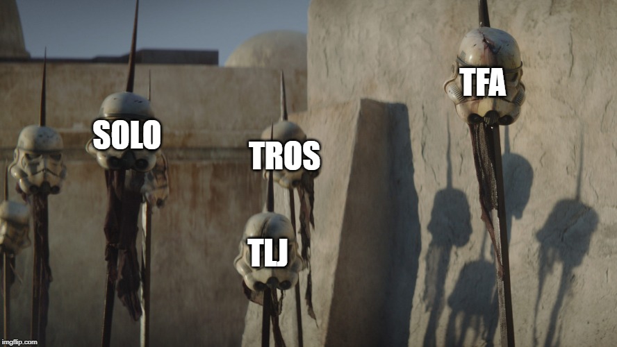 SOLO; TFA; TROS; TLJ | image tagged in star wars | made w/ Imgflip meme maker