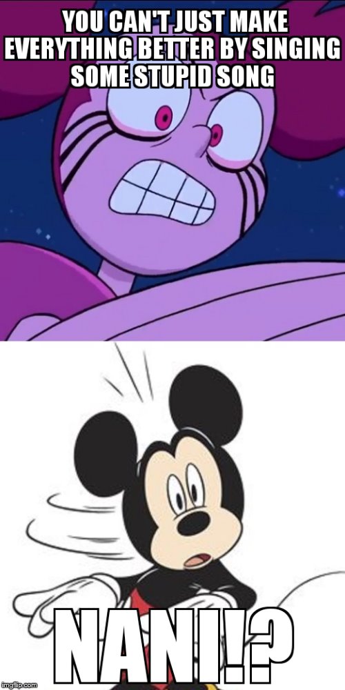 Shattered View | image tagged in steven universe,spinel,mickey mouse,disney | made w/ Imgflip meme maker