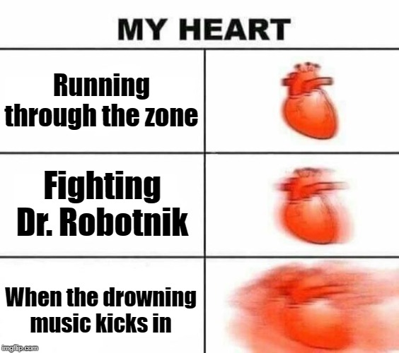 This is my heart on Sonic the Hedgehog. | Running through the zone; Fighting Dr. Robotnik; When the drowning music kicks in | image tagged in my heart blank,memes,sonic,sonic the hedgehog | made w/ Imgflip meme maker