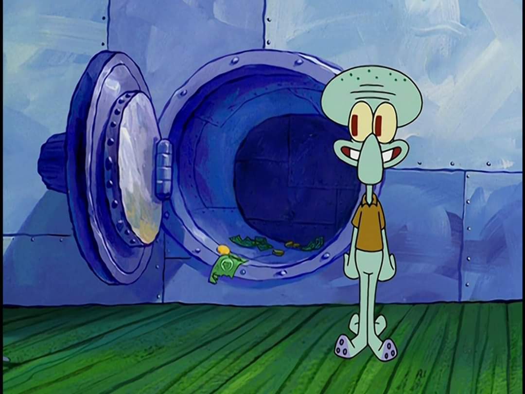 High Quality Squidward empty bank Blank Meme Template