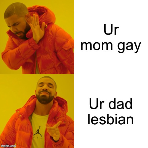Drake Hotline Bling Meme | Ur mom gay Ur dad lesbian | image tagged in memes,drake hotline bling | made w/ Imgflip meme maker