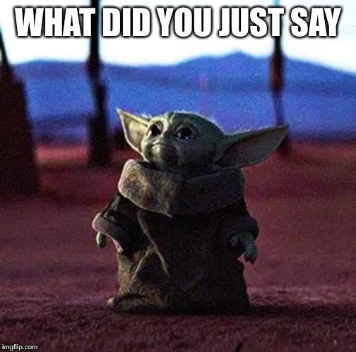 Baby Yoda | WHAT DID YOU JUST SAY | image tagged in baby yoda | made w/ Imgflip meme maker