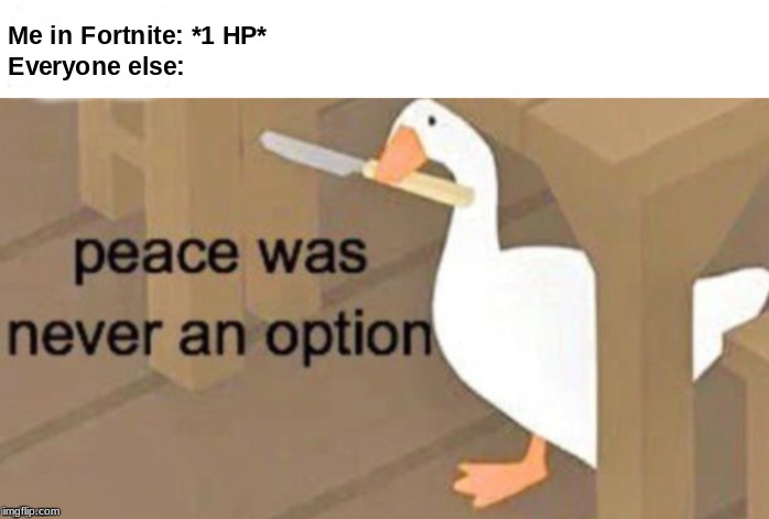 image tagged in fortnite,untitled goose peace was never an option | made w/ Imgflip meme maker