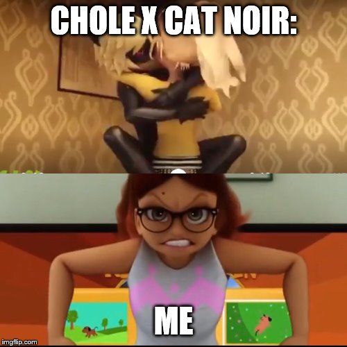 Every time I see this | CHOLE X CAT NOIR:; ME | image tagged in miraculous ladybug | made w/ Imgflip meme maker