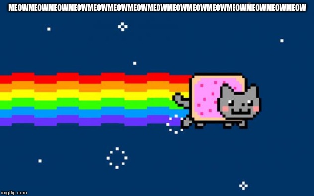 Nyan Cat | MEOWMEOWMEOWMEOWMEOWMEOWMEOWMEOWMEOWMEOWMEOWMEOWMEOWMEOWMEOW | image tagged in nyan cat | made w/ Imgflip meme maker