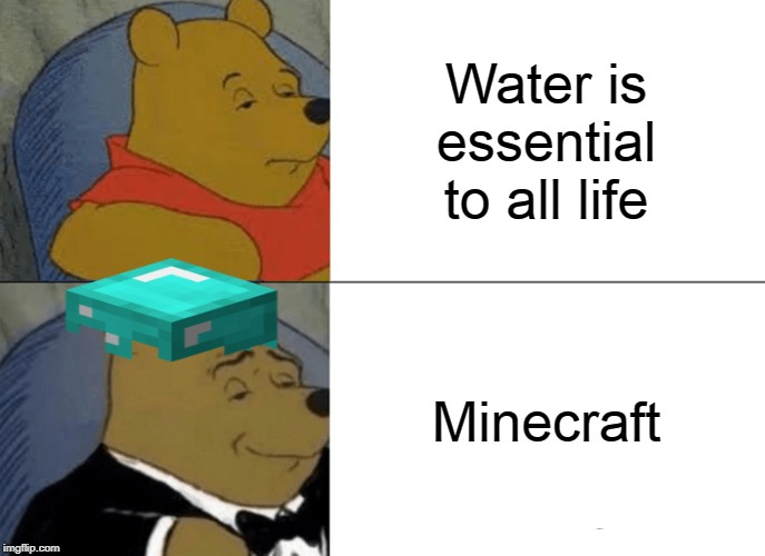 Tuxedo Winnie The Pooh | Water is essential to all life; Minecraft | image tagged in memes,tuxedo winnie the pooh | made w/ Imgflip meme maker