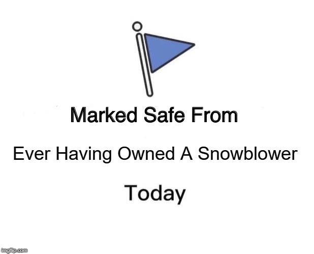 Marked Safe From Meme | Ever Having Owned A Snowblower | image tagged in memes,marked safe from | made w/ Imgflip meme maker