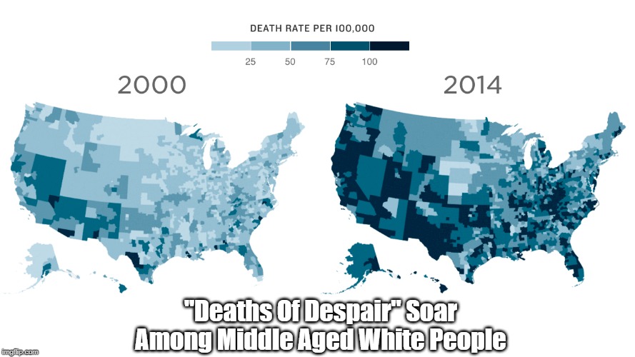 "Deaths Of Despair" Soar Among Middle Aged White People | made w/ Imgflip meme maker