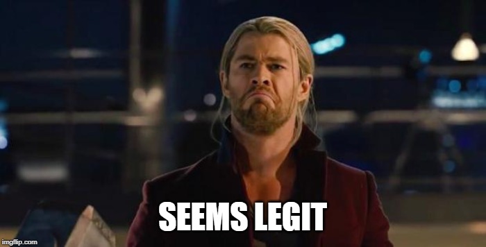 Thor, not bad.   | SEEMS LEGIT | image tagged in thor not bad | made w/ Imgflip meme maker