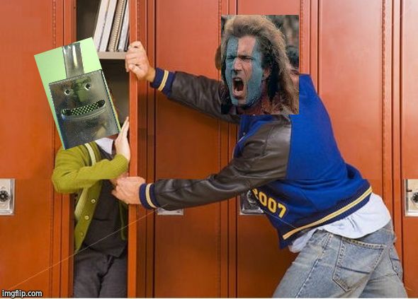 bully shoving nerd into locker | image tagged in bully shoving nerd into locker,crossover templates | made w/ Imgflip meme maker