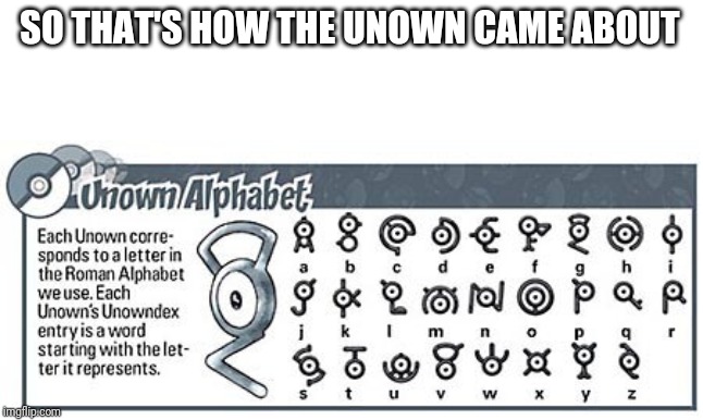 SO THAT'S HOW THE UNOWN CAME ABOUT | made w/ Imgflip meme maker