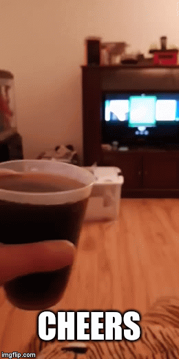 Cheers to that! | CHEERS | image tagged in gifs,funny,leonardo dicaprio cheers | made w/ Imgflip video-to-gif maker