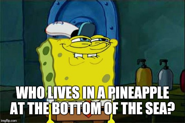 Don't You Squidward Meme | WHO LIVES IN A PINEAPPLE AT THE BOTTOM OF THE SEA? | image tagged in memes,dont you squidward | made w/ Imgflip meme maker