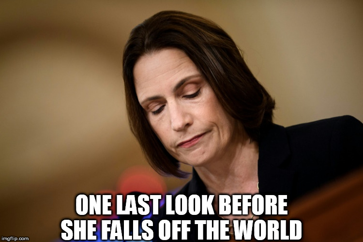Fiona Hill | ONE LAST LOOK BEFORE SHE FALLS OFF THE WORLD | image tagged in fiona hill | made w/ Imgflip meme maker