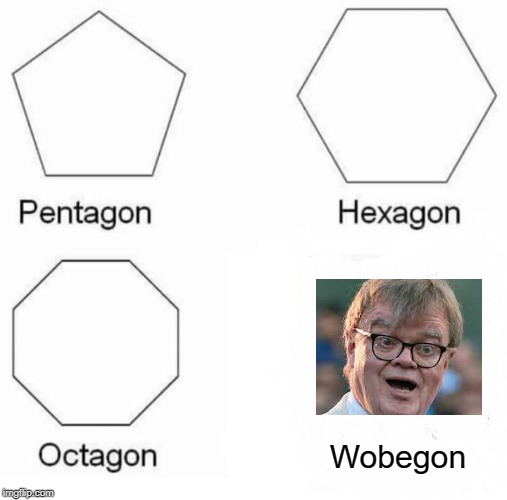 Prairie Home Geometry | Wobegon | image tagged in memes,pentagon hexagon octagon,comedian | made w/ Imgflip meme maker