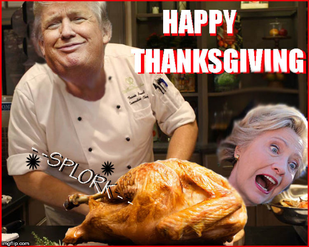 Happy Thanksgiving---a real turkey getting stuffed | image tagged in turkey getting stuffed,happy thanksgiving,lol so funny,political meme,hillary clinton,funny memes | made w/ Imgflip meme maker