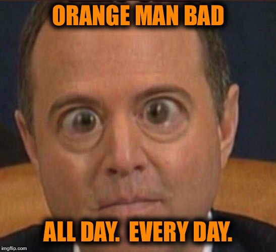 Schiff | ORANGE MAN BAD ALL DAY.  EVERY DAY. | image tagged in schiff | made w/ Imgflip meme maker