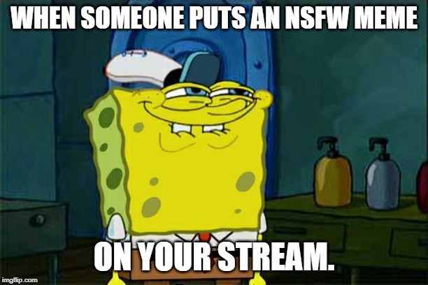 Don't You Squidward Meme | WHEN SOMEONE PUTS AN NSFW MEME; ON YOUR STREAM. | image tagged in memes,dont you squidward,funny,nsfw | made w/ Imgflip meme maker