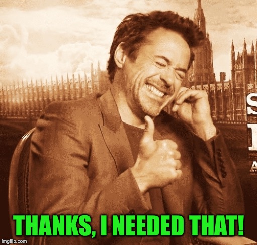 laughing | THANKS, I NEEDED THAT! | image tagged in laughing | made w/ Imgflip meme maker