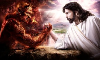 High Quality Jesus and Satan Are Bros Blank Meme Template