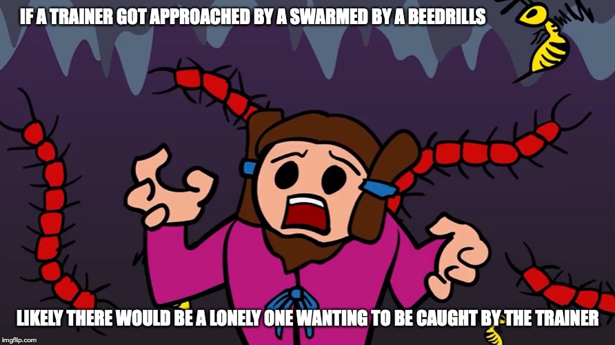 Okuninushi With Centipedes and Wasps | IF A TRAINER GOT APPROACHED BY A SWARMED BY A BEEDRILLS; LIKELY THERE WOULD BE A LONELY ONE WANTING TO BE CAUGHT BY THE TRAINER | image tagged in memes,shinto,linfamy,youtube,mythology,okuninushi | made w/ Imgflip meme maker