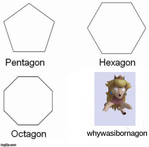 Pentagon Hexagon Octagon Meme | whywasibornagon | image tagged in memes,pentagon hexagon octagon | made w/ Imgflip meme maker